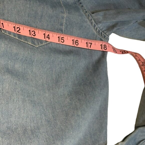 FRAME Long Sleeve Button Down Denim Shirt Blue Size Medium - Picture 7 of 10